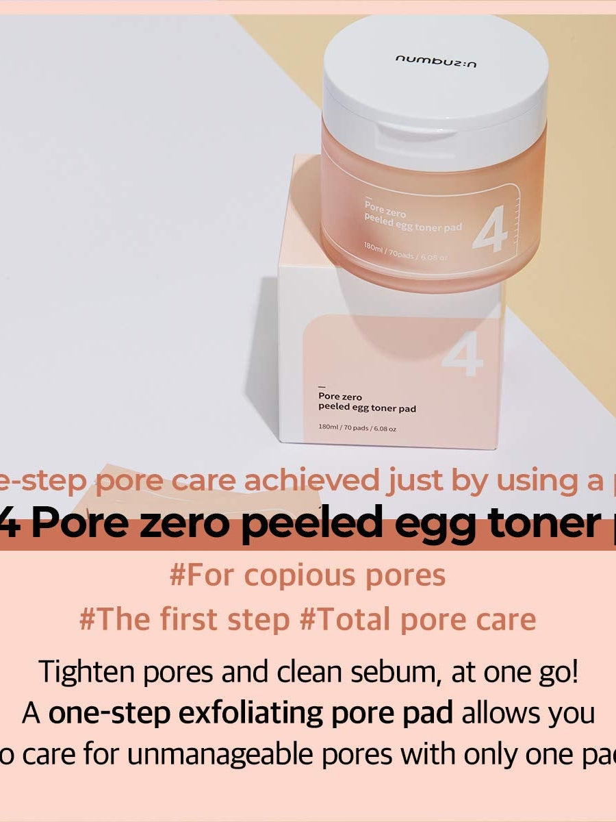 **BOGO** Numbuzin No.4 Pore Zero Peeled Egg Toner Pad - Song of Skin