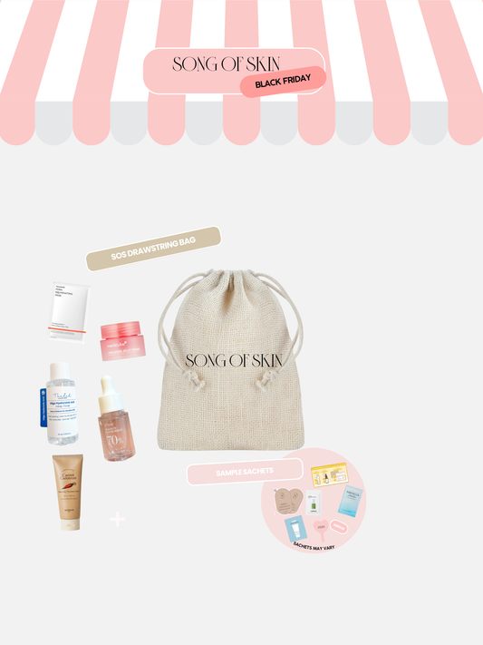 SOS DRAWSTRING BAG 4 DELUXE MINI + SHEET MASK + SAMPLE SACHETS