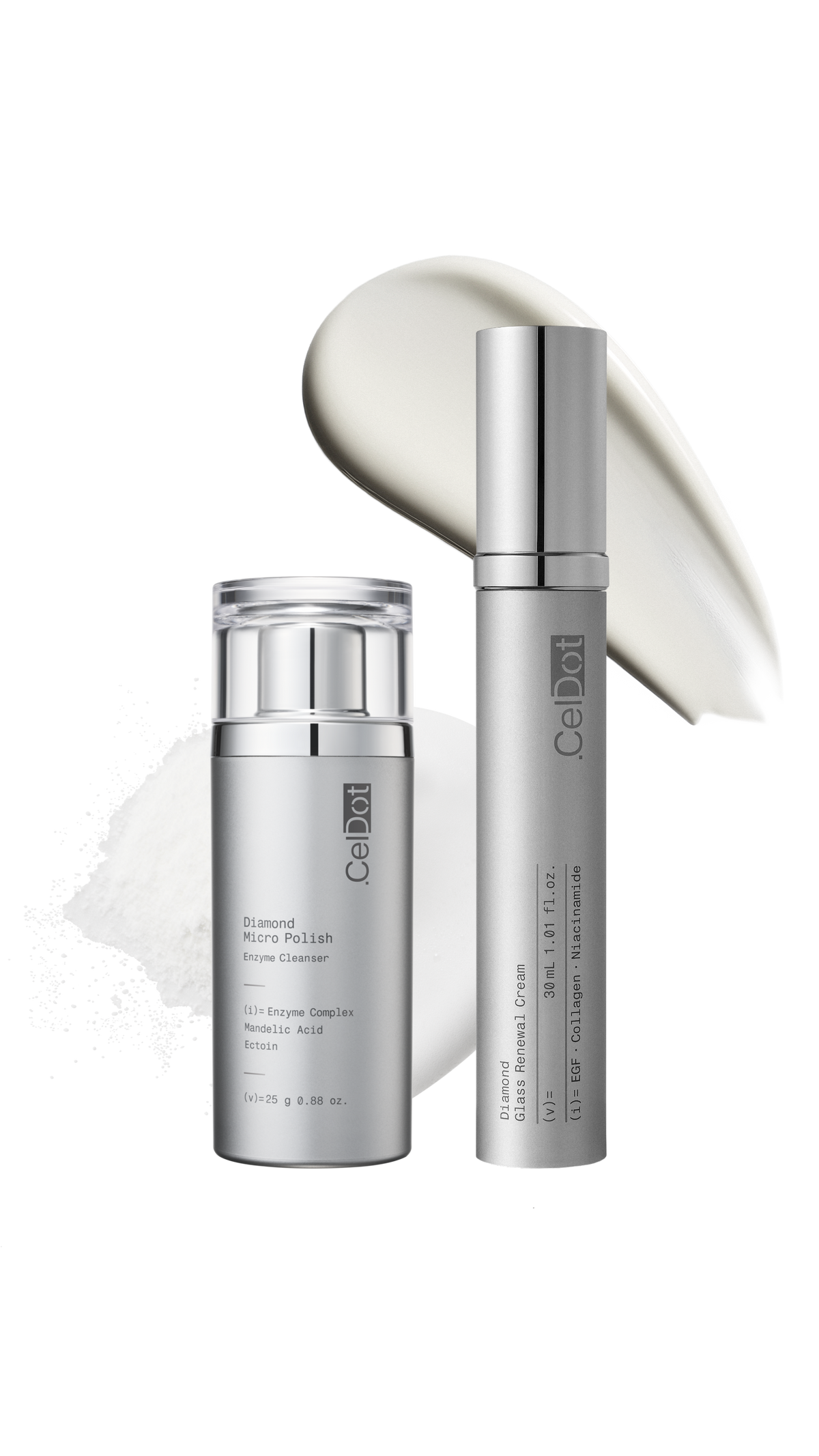 💎 LAUNCH EVENT 💎 CelDot Glass Skin Duo #2 - Diamond Micro Polish Enzyme Cleanser & Diamond Glass Renewal Cream