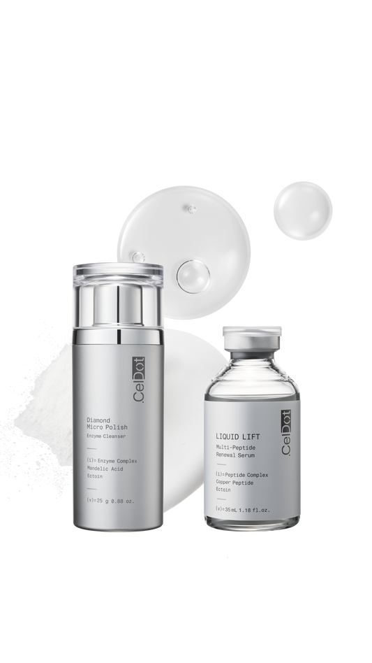 💎 LAUNCH EVENT 💎 CelDot Glass Skin Duo #3 - Diamond Micro Polish Enzyme Cleanser & Liquid Lift Multi-Peptide Renewal Serum