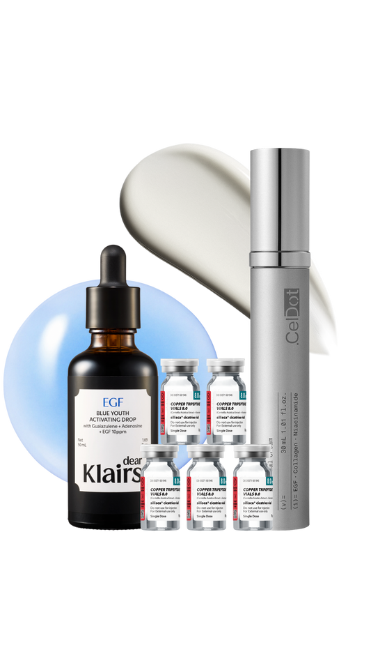 ** Limited-Time Offer ** EGF High Functioning Golden Trio - Dear Klairs EGF Serum & Copper Tripeptide Vial & CelDot Diamond Cream
