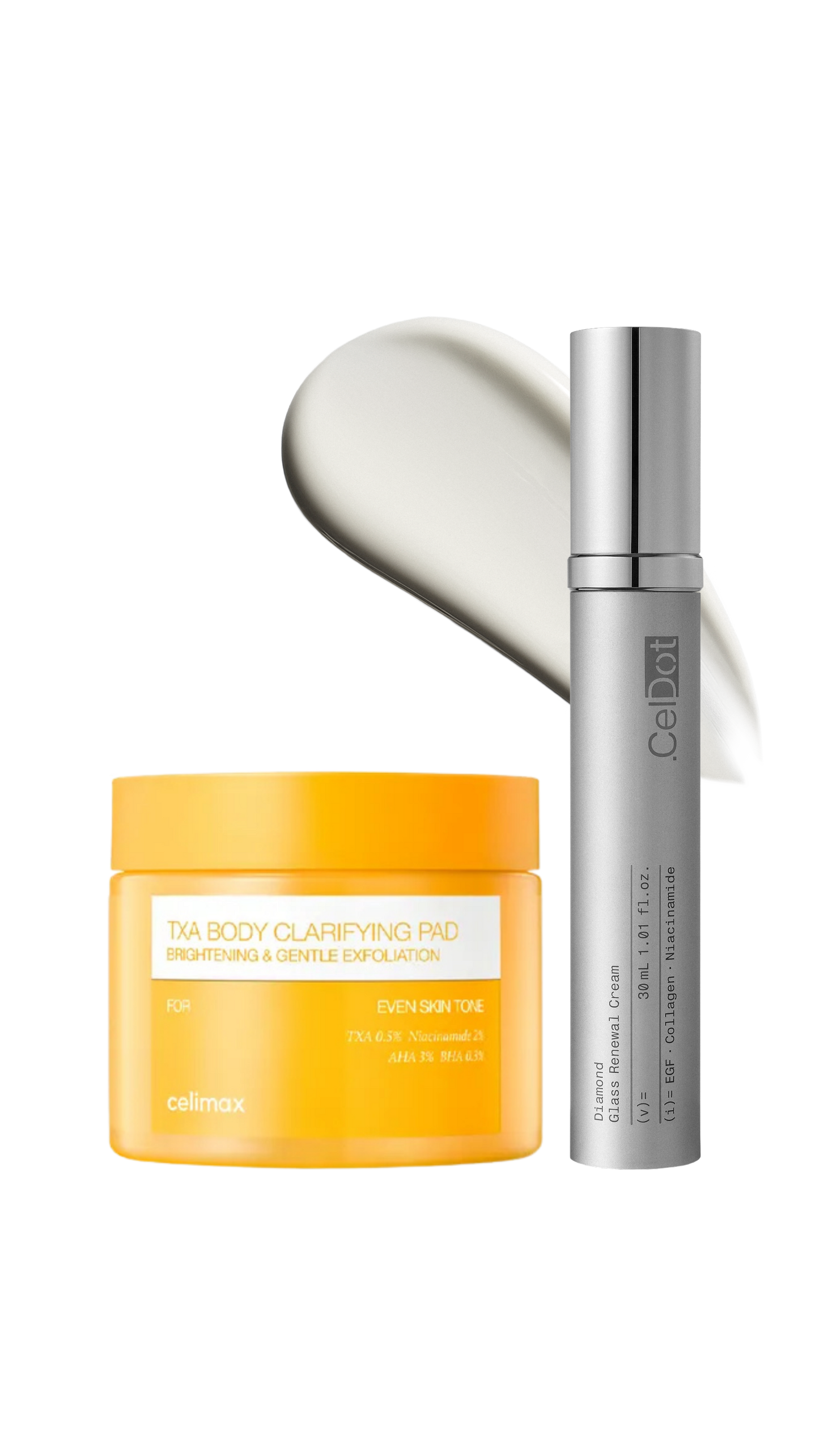 Glass Body Duo - Celimax TXA Body Clarifying Pad & CelDot Diamond Cream