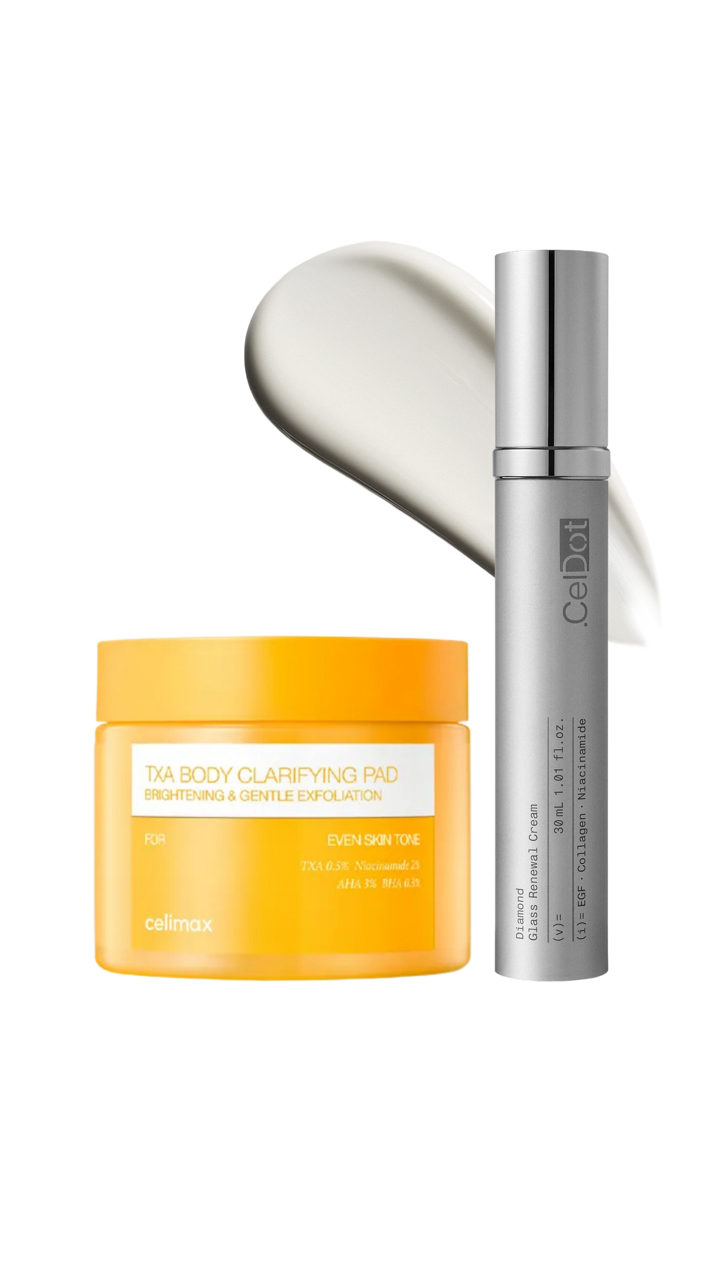 ** Limited-Time Offer ** Glass Body Duo - Celimax TXA Body Clarifying Pad & CelDot Diamond Cream