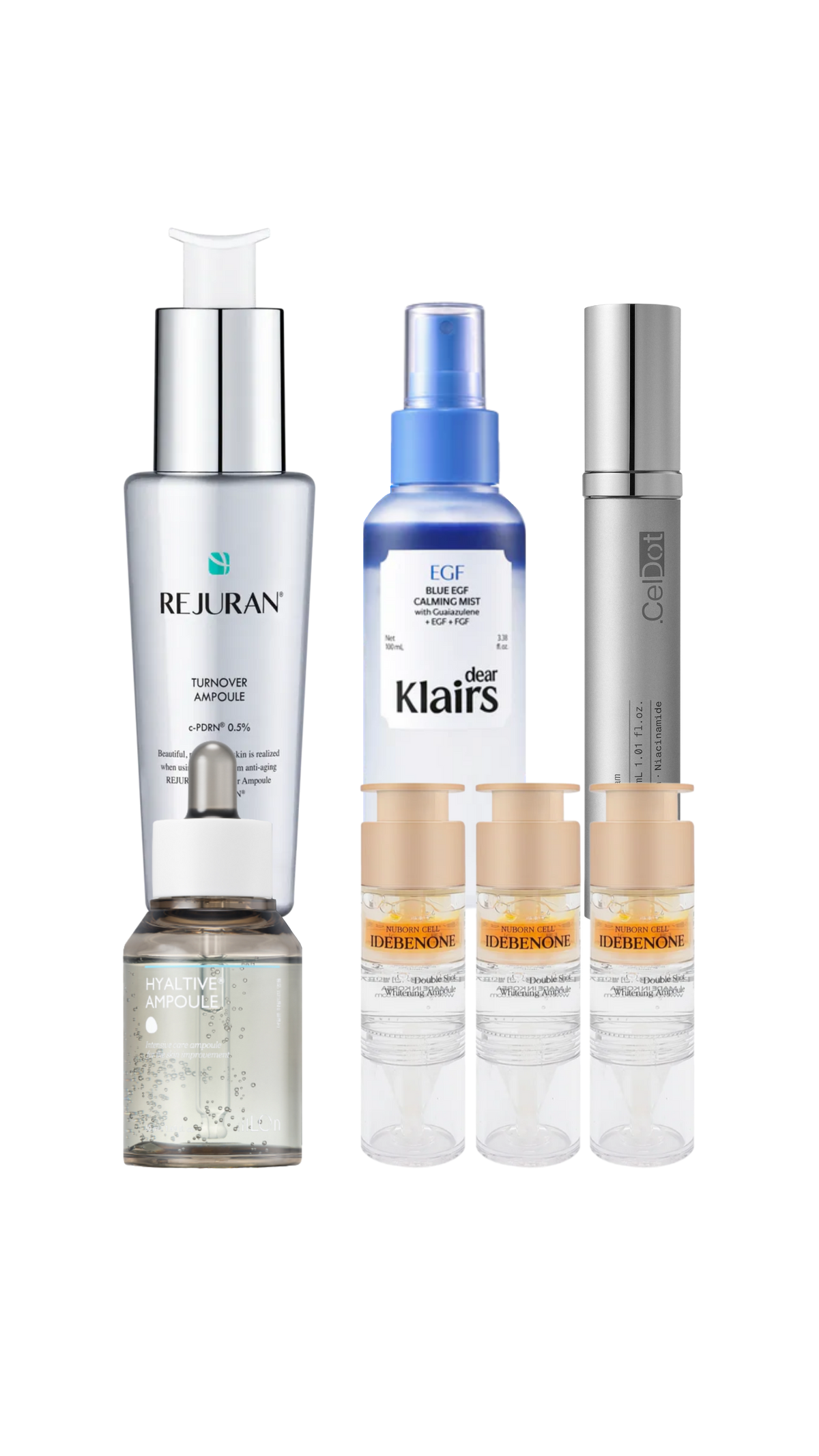 Insane Glow Routine - Dear Klairs EGF Mist & THE iLLON HYALTIVE Ampoule & REJURAN Turnover Ampoule & BLANC DUBU Nuborn Cell Idebenone & CelDot Diamond Cream