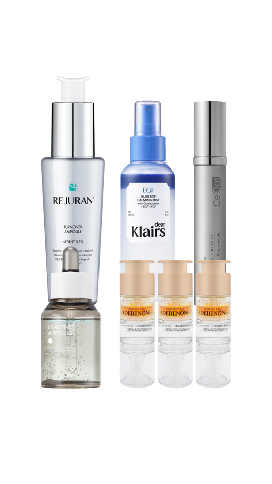 ** Limited-Time Offer ** Insane Glow Routine - Dear Klairs EGF Mist & THE iLLON HYALTIVE Ampoule & REJURAN Turnover Ampoule & BLANC DUBU Nuborn Cell Idebenone & CelDot Diamond Cream