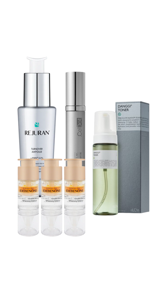 Korean skin glow 4 steps - THE iLLON DANGGI Toner & BLANC DUBU Nuborn Cell & REJURAN Turnover Ampoule & CelDot Diamond Cream