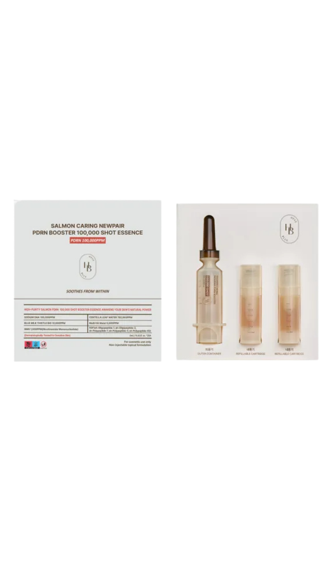 HEVEBLUE Salmon Caring Newpair PDRN Booster 100,000 Shot Essence 2 pcs Set