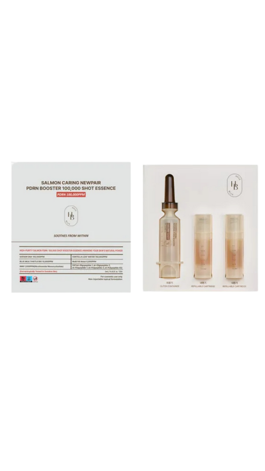 HEVEBLUE Salmon Caring Newpair PDRN Booster 100,000 Shot Essence 2 pcs Set