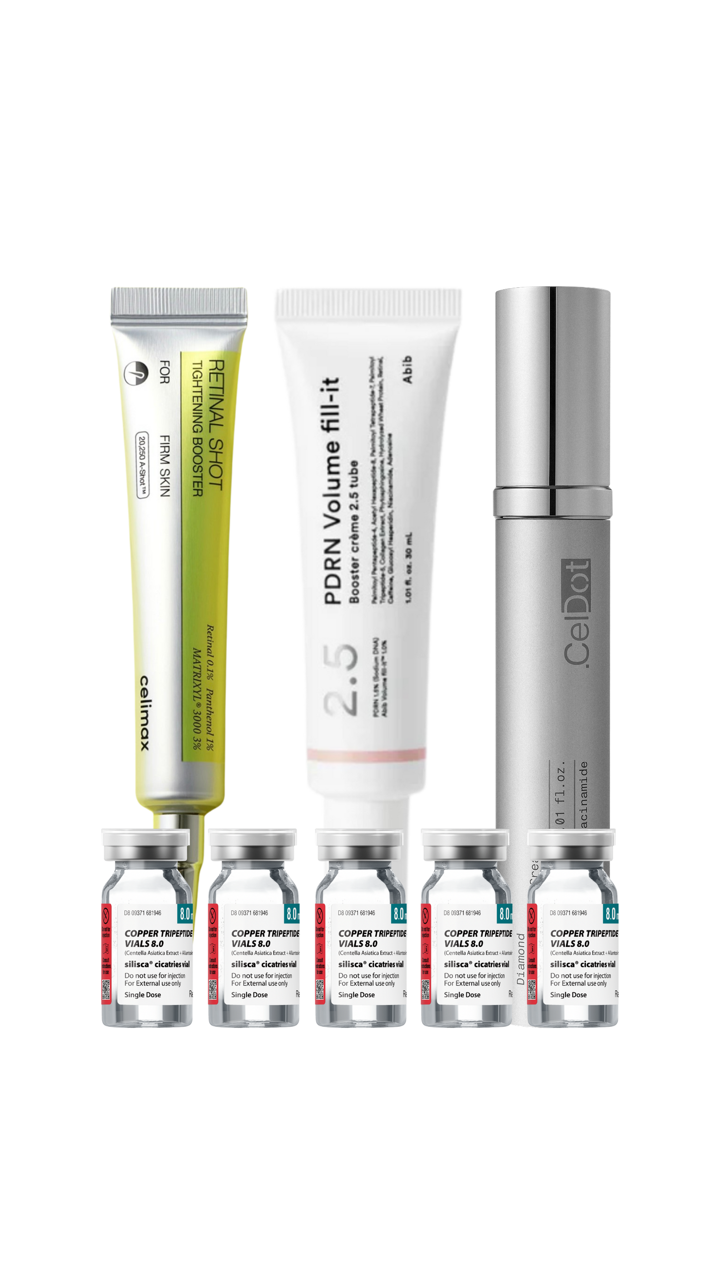 ** Limited-Time Offer ** The 4 High Functioning K-Beauty Products for Anti-Aging - CelDot Diamond Cream & Celimax Retinal Shot & Abib Volume Fill It & Silisca Copper Peptides