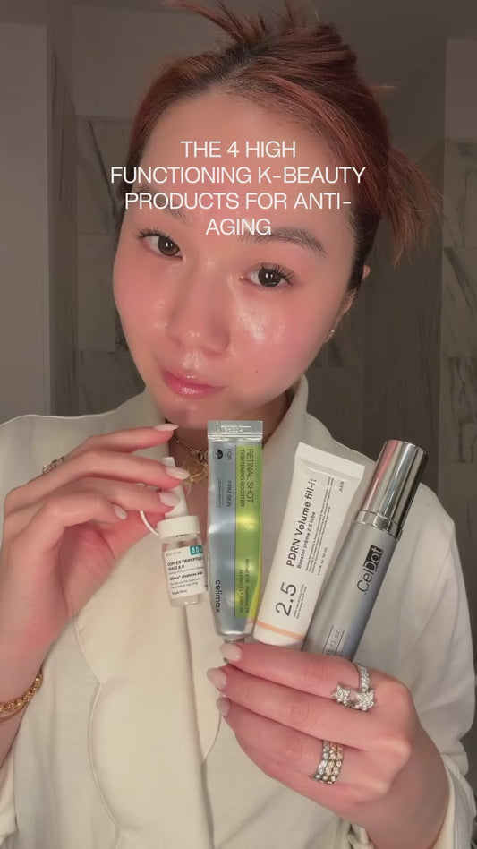 ** Limited-Time Offer ** The 4 High Functioning K-Beauty Products for Anti-Aging - CelDot Diamond Cream & Celimax Retinal Shot & Abib Volume Fill It & Silisca Copper Peptides